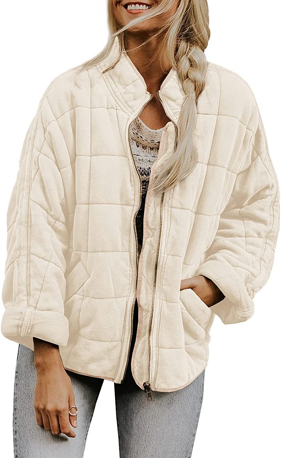 Adventure-Ready Jacket Fall Winter Zip-up Coat With Pockets Fashion Solid Color Long Sleeved Jacket Women's Clothing