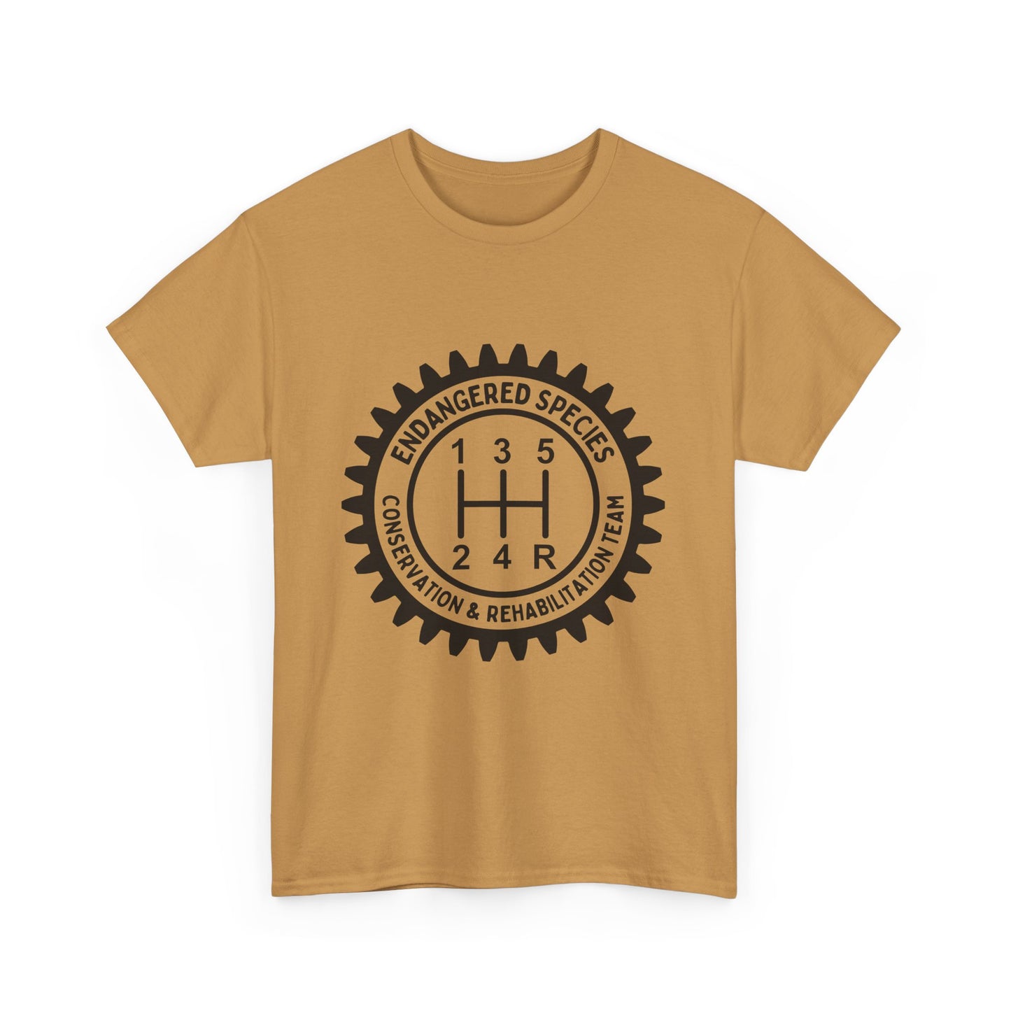 Manual Transmission Stick Shift Humor Tee - Endangered Species Conservation & Rehabilitation Team - Black Print