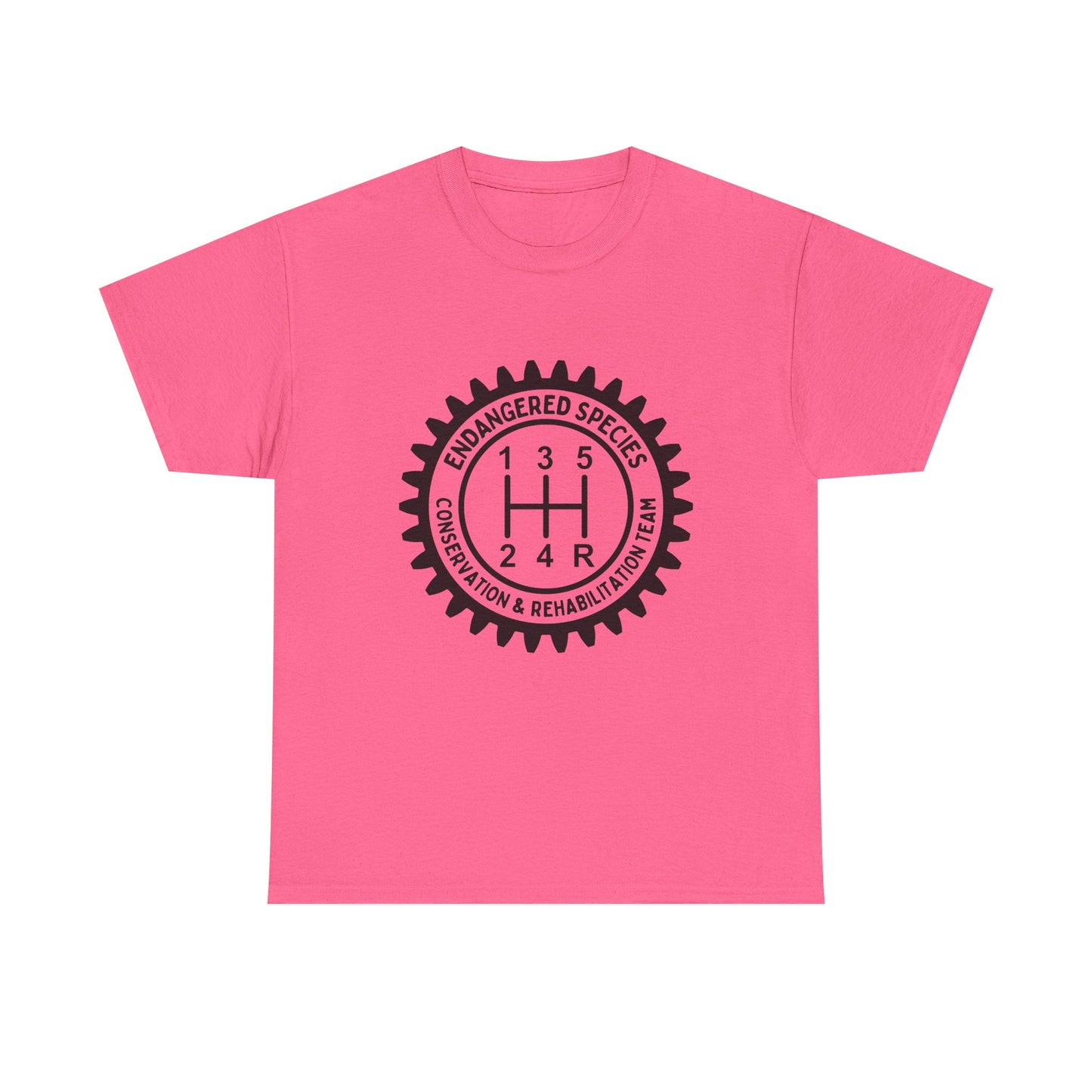 Manual Transmission Stick Shift Humor Tee - Endangered Species Conservation & Rehabilitation Team - Black Print