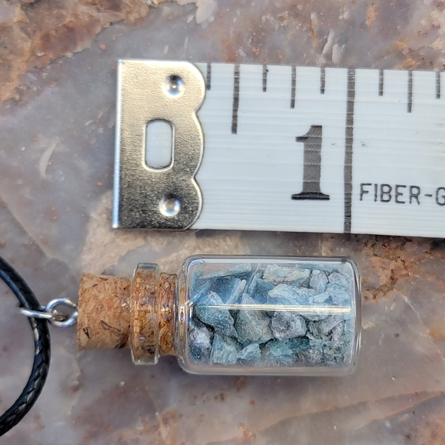 Blue Kyanite Ore Bottle Necklace, Natural Stones from California Jar Pendant - Jewelry for Rockhounds, Crystal Healing, or Nature Lovers