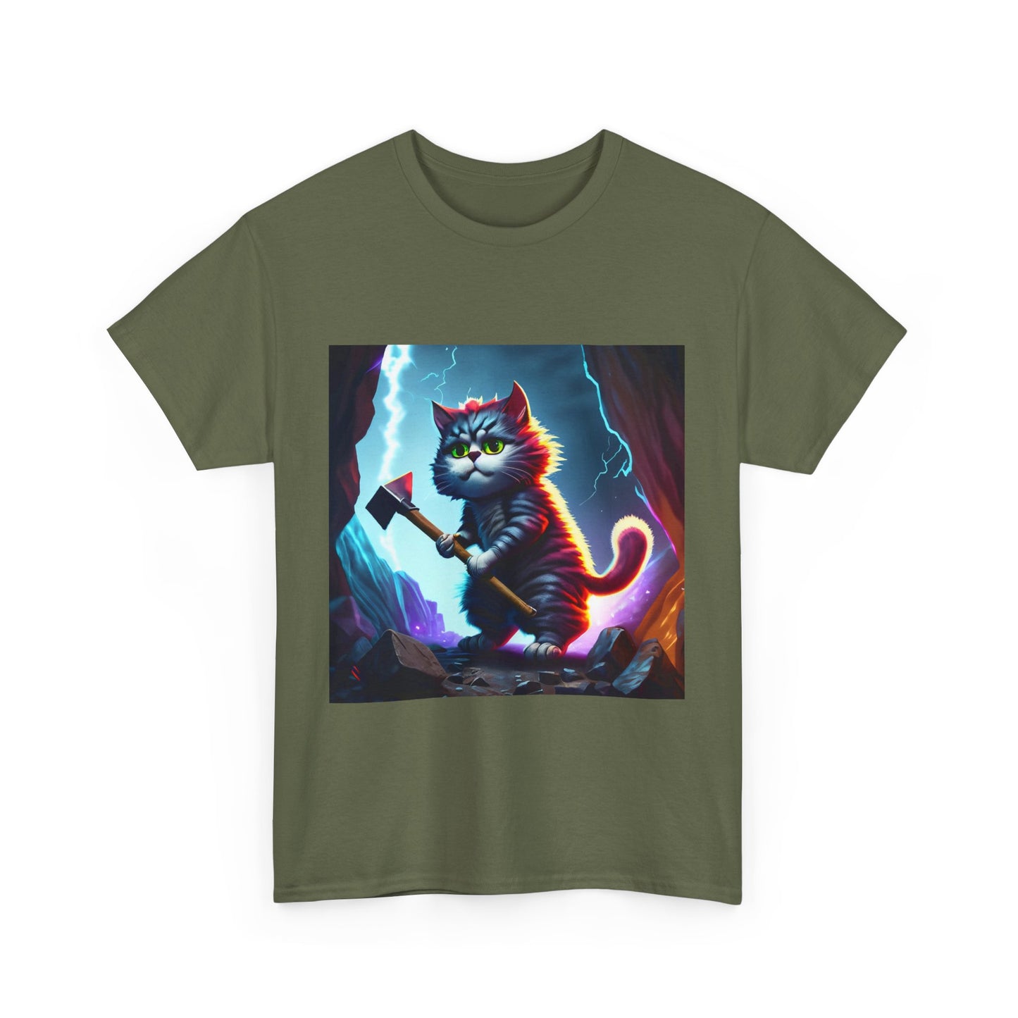 Epic Cat Mining in a Thunderstorm Adventure T-Shirt - Gift for Miners and Geologists