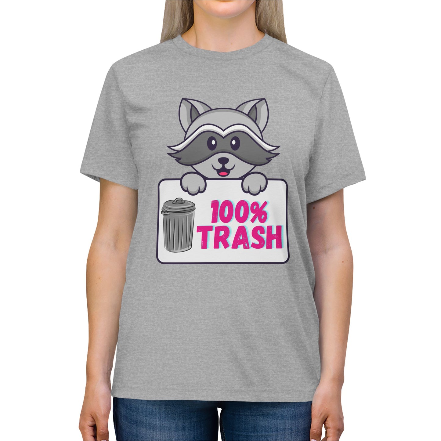 100 % Trash Cute Raccoon with Vintage Metal Garbage Can T-Shirt