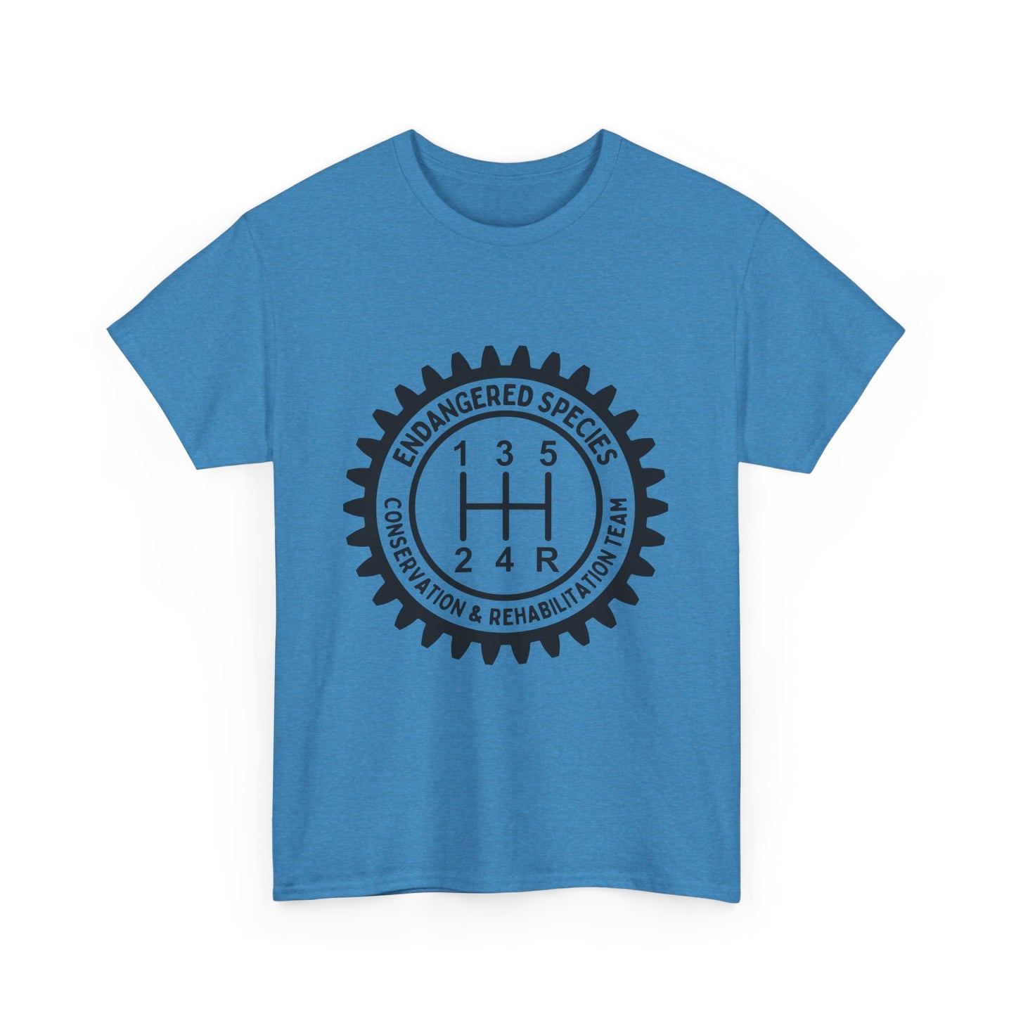 Manual Transmission Stick Shift Humor Tee - Endangered Species Conservation & Rehabilitation Team - Black Print