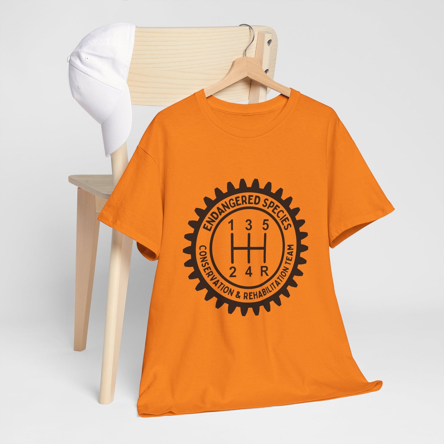 Manual Transmission Stick Shift Humor Tee - Endangered Species Conservation & Rehabilitation Team - Black Print