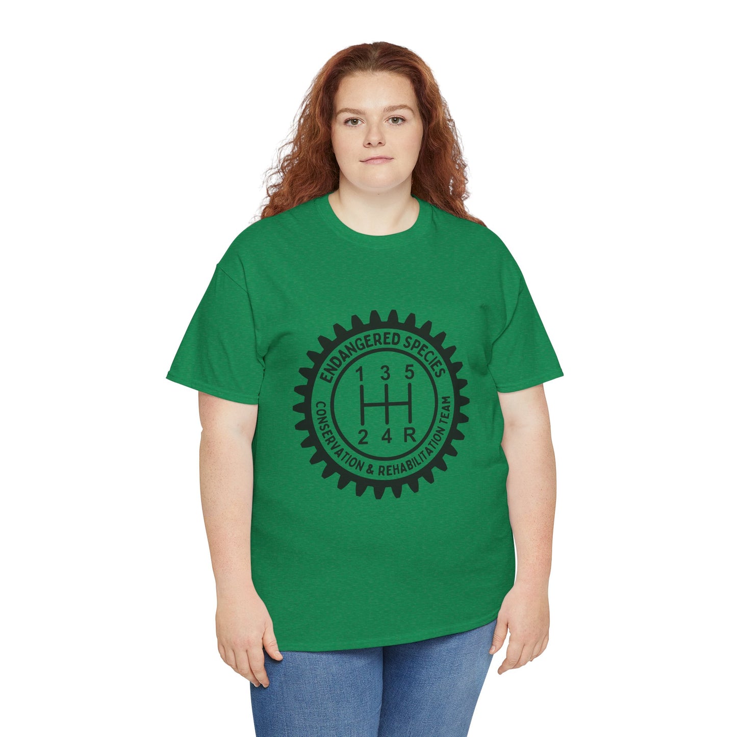 Manual Transmission Stick Shift Humor Tee - Endangered Species Conservation & Rehabilitation Team - Black Print