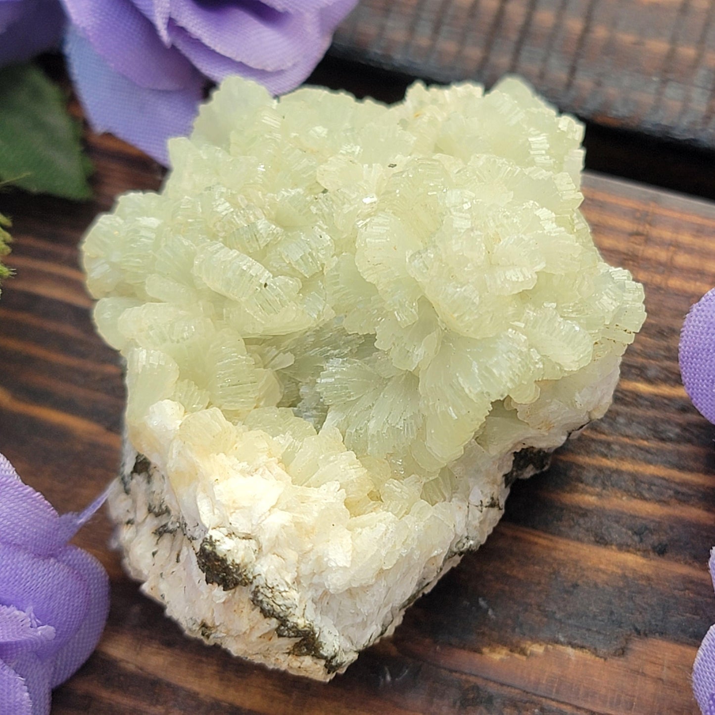 Morocco Prehnite Rock Specimen | Light Green Crystals | Natural Mineral from Boulemane, Imilchil Region | Rough Stone | 52.92g