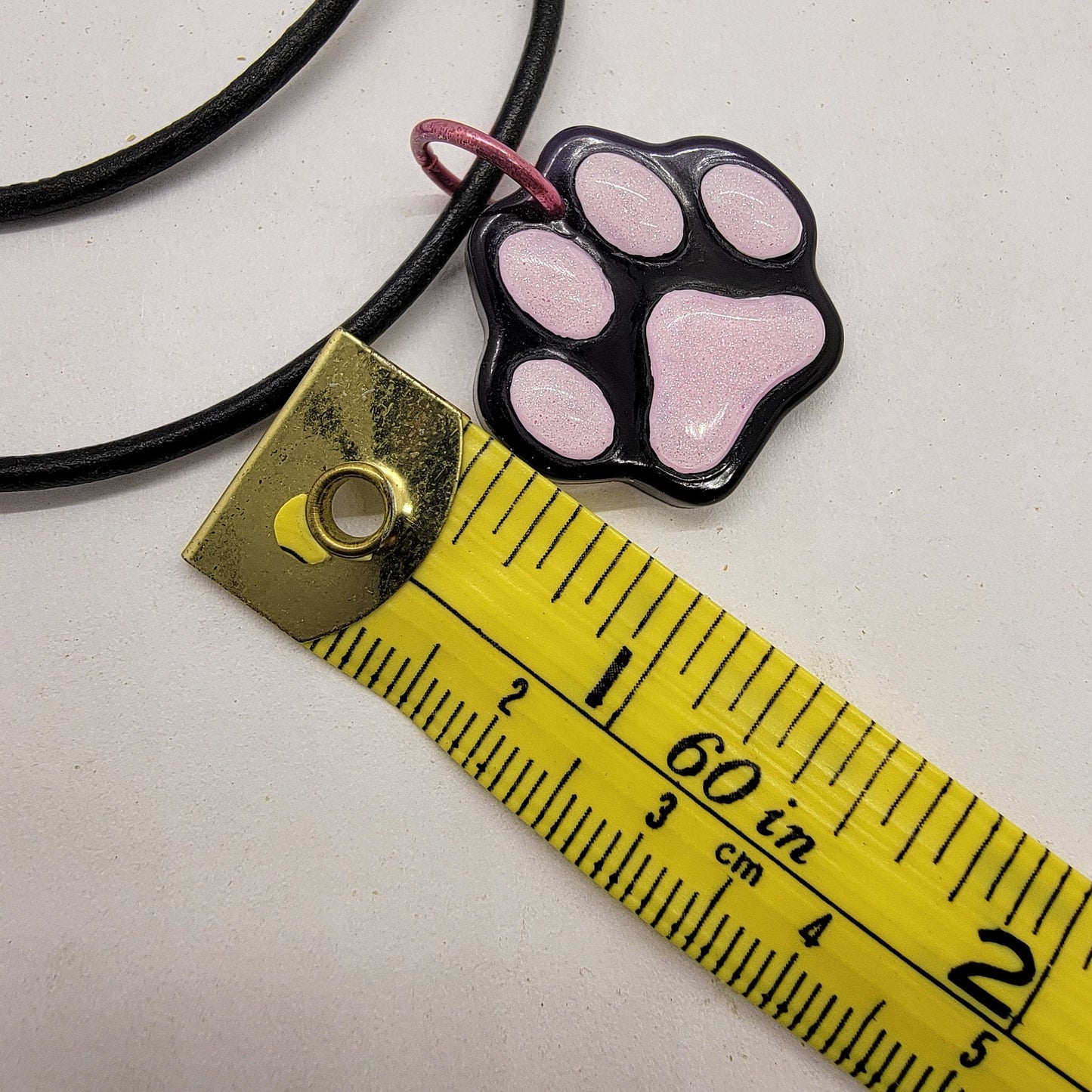 Paw Print Charm Necklace | Cute Pink and Black Pet Lover Gift | Perfect for Dog or Cat Person