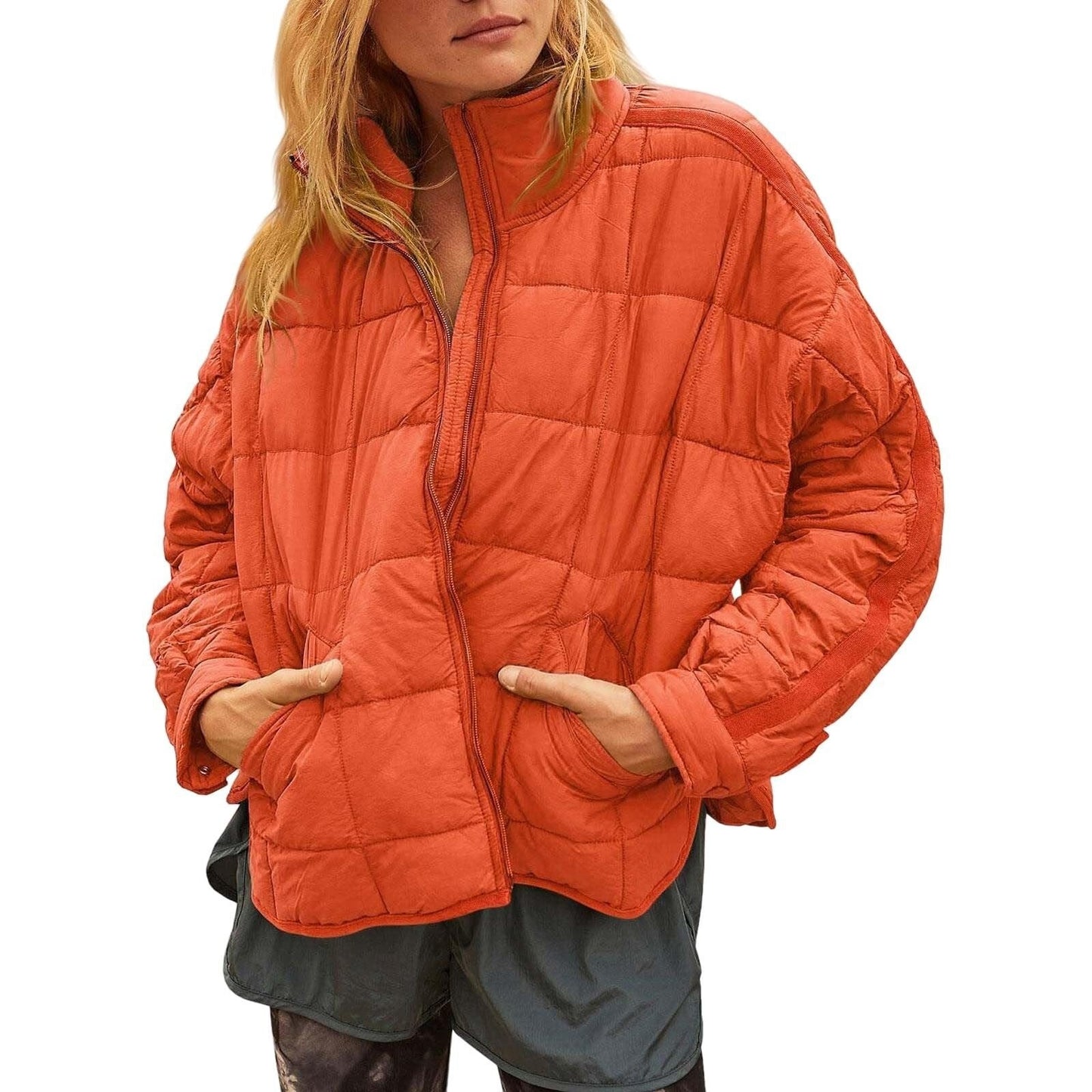 Adventure-Ready Jacket Fall Winter Zip-up Coat With Pockets Fashion Solid Color Long Sleeved Jacket Women's Clothing