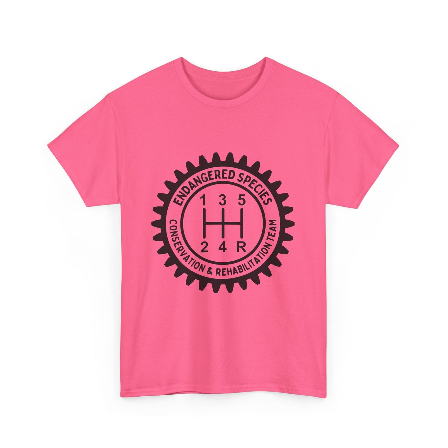 Manual Transmission Stick Shift Humor Tee - Endangered Species Conservation & Rehabilitation Team - Black Print
