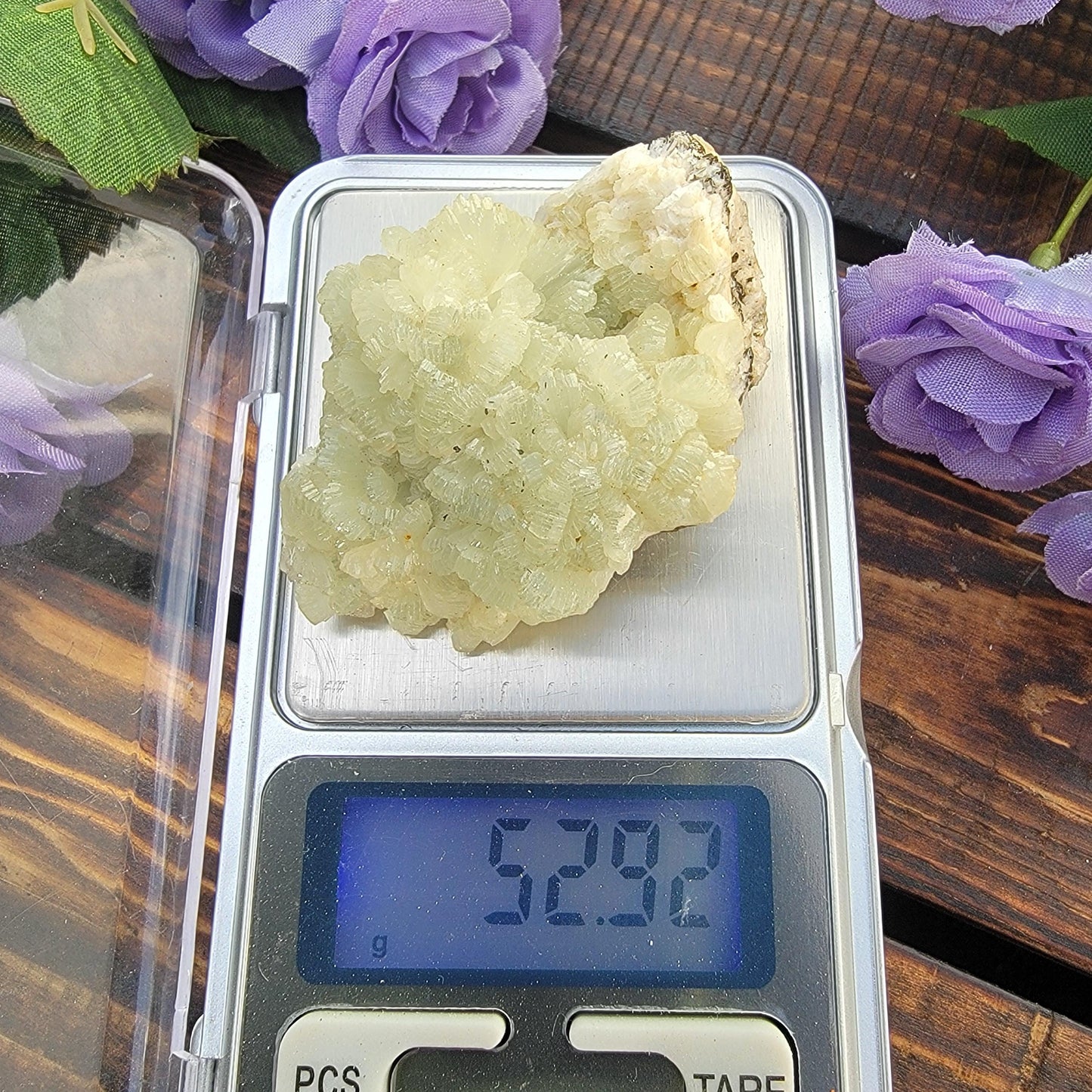 Morocco Prehnite Rock Specimen | Light Green Crystals | Natural Mineral from Boulemane, Imilchil Region | Rough Stone | 52.92g