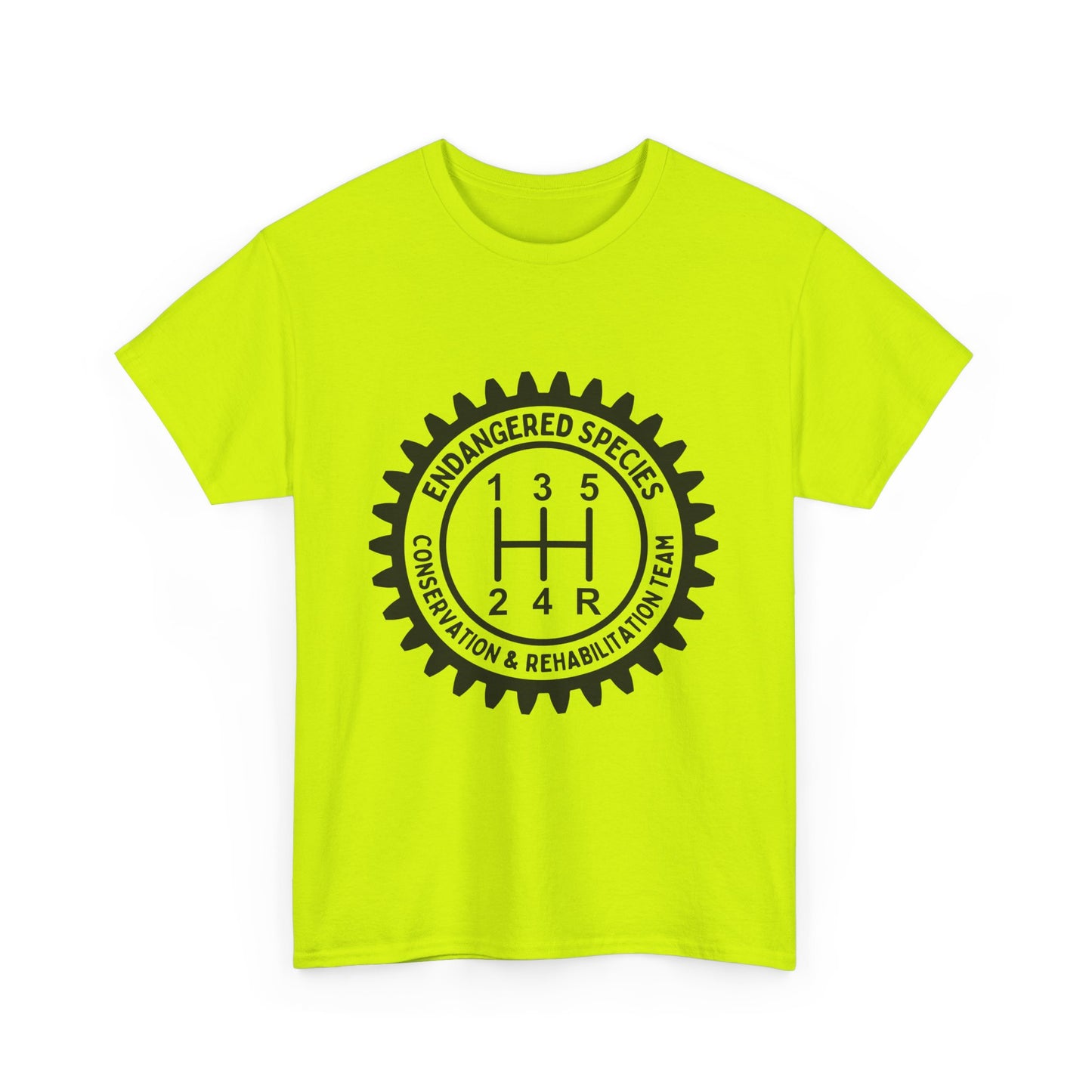 Manual Transmission Stick Shift Humor Tee - Endangered Species Conservation & Rehabilitation Team - Black Print