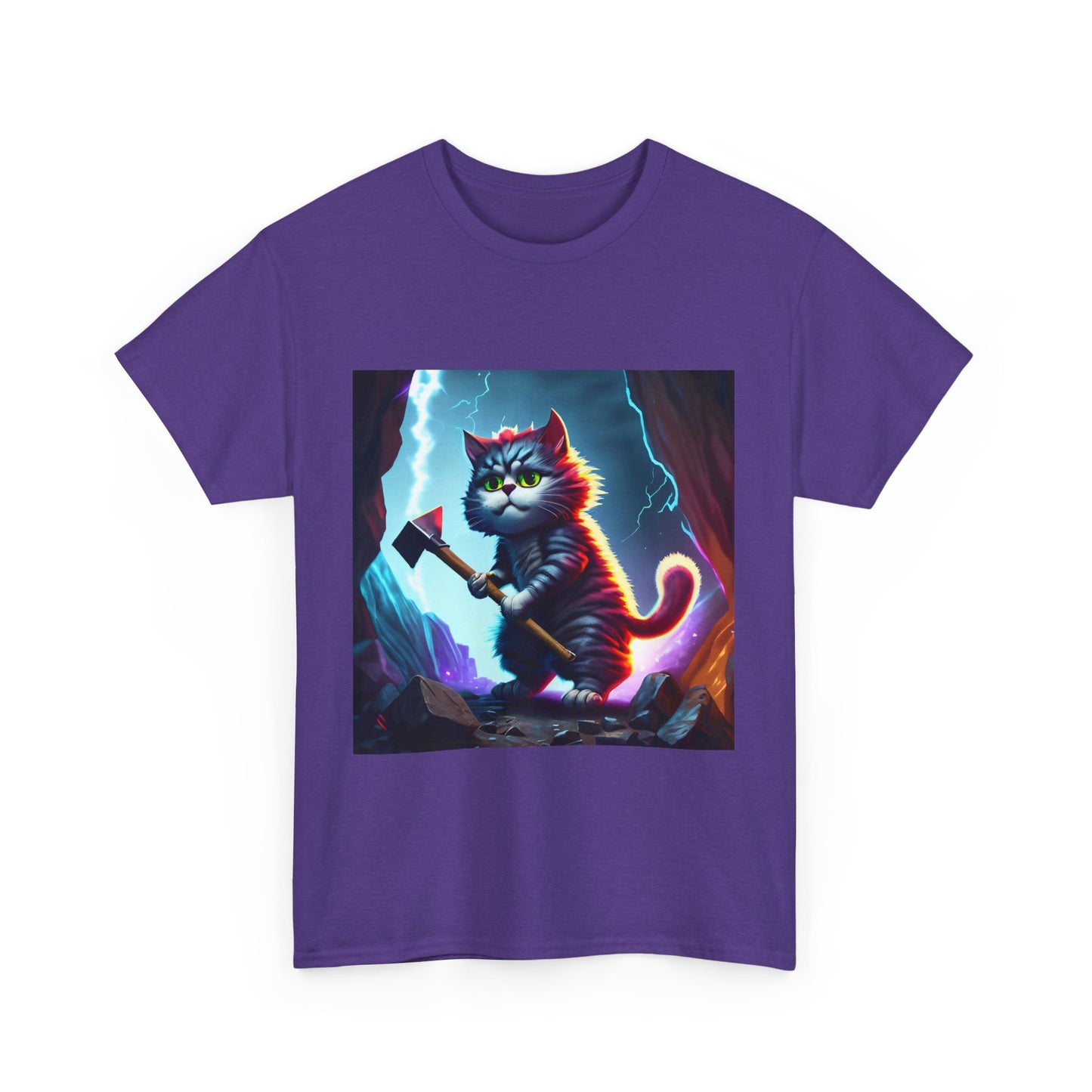 Epic Cat Mining in a Thunderstorm Adventure T-Shirt - Gift for Miners and Geologists