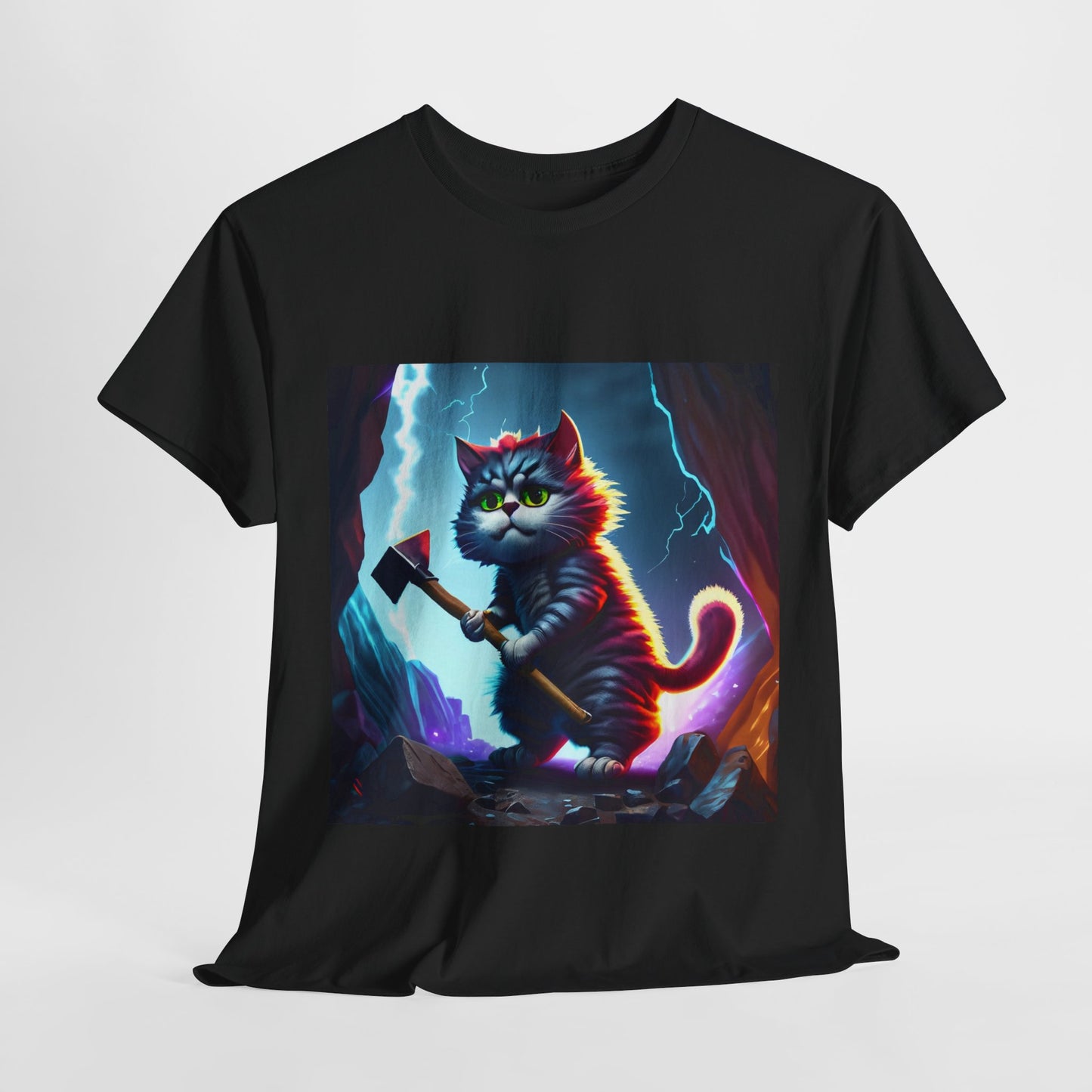 Epic Cat Mining in a Thunderstorm Adventure T-Shirt - Gift for Miners and Geologists