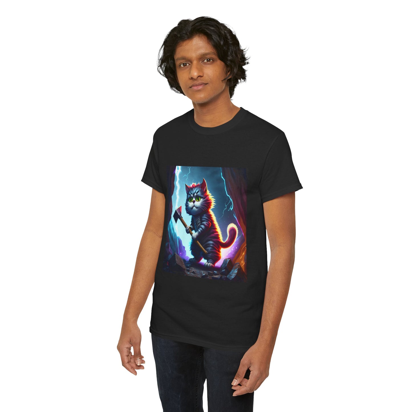 Epic Cat Mining in a Thunderstorm Adventure T-Shirt - Gift for Miners and Geologists