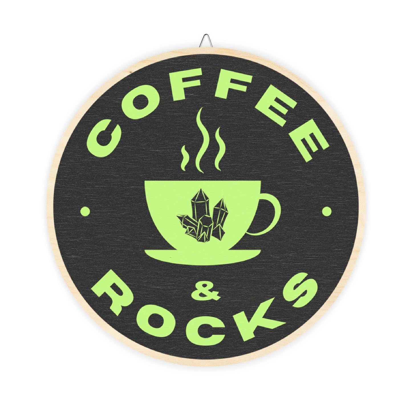Coffee & Rocks Wood Sign – Rustic Wall Decor for Coffee and Geology Lovers