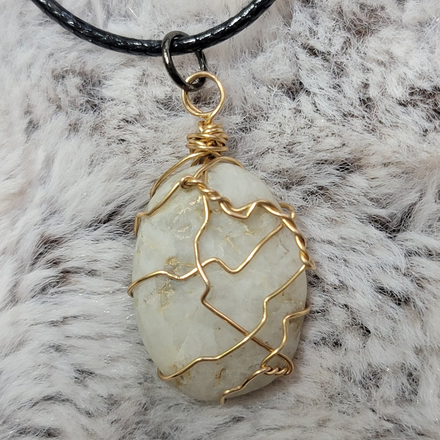 River Rock Necklace | Delicately Wire Wrapped Smooth Stone Pendant | Geology Themed Jewelry | Nature Themed Gift