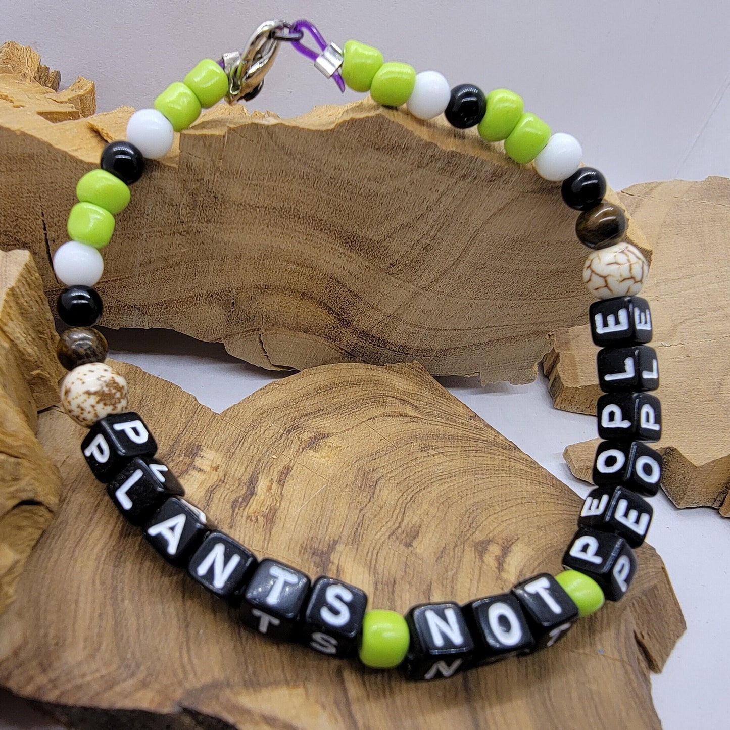 Plants Not People Bead Bracelet | Cute Funny Jewelry for Plant Lover or Gardener