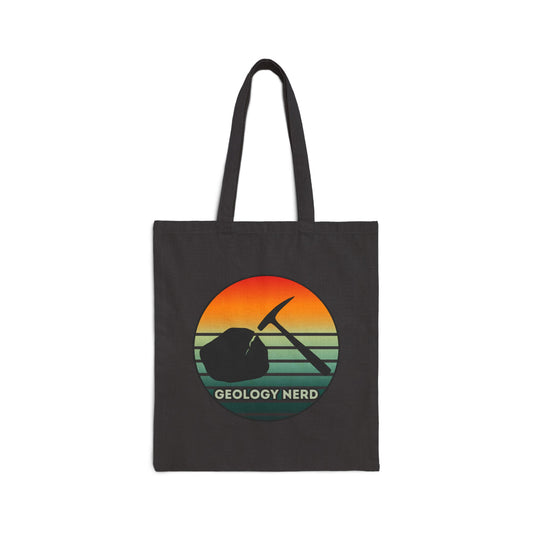 Geology Nerd Tote Bag Sunset Rock Hammer Cotton Canvas Reusable