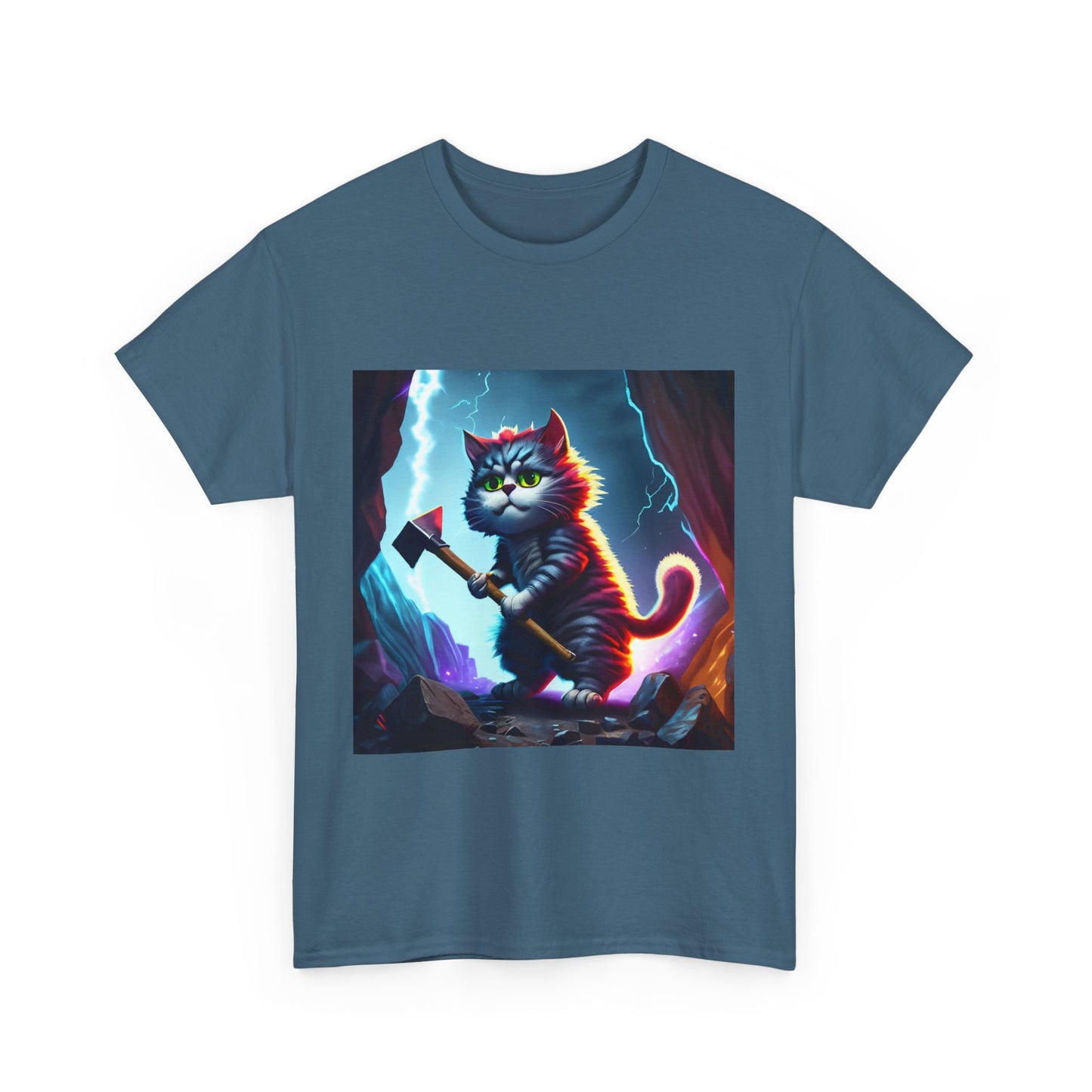 Epic Cat Mining in a Thunderstorm Adventure T-Shirt - Gift for Miners and Geologists