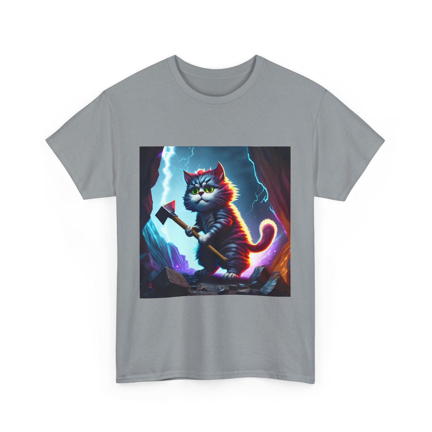 Epic Cat Mining in a Thunderstorm Adventure T-Shirt - Gift for Miners and Geologists