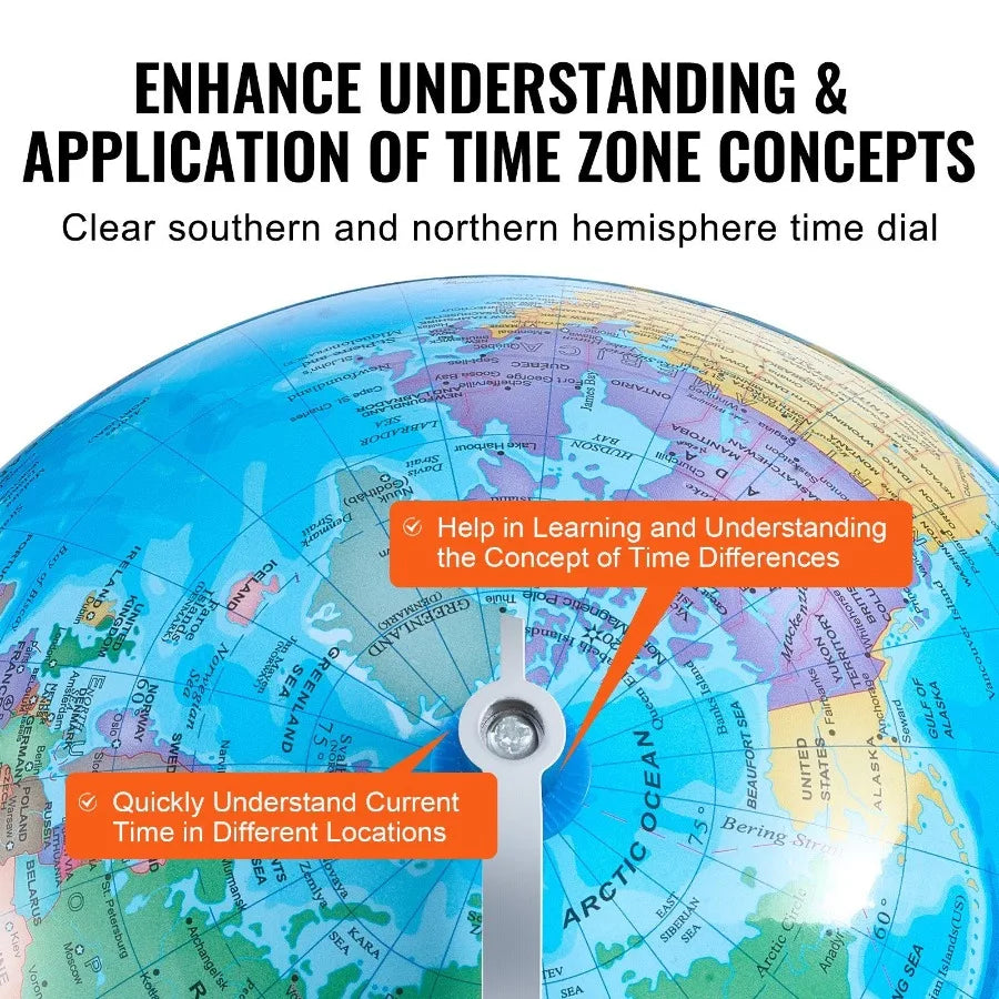 Rotating World Globe with Stand – 8"