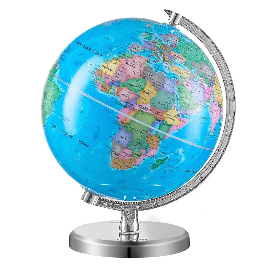 Rotating World Globe with Stand – 8"