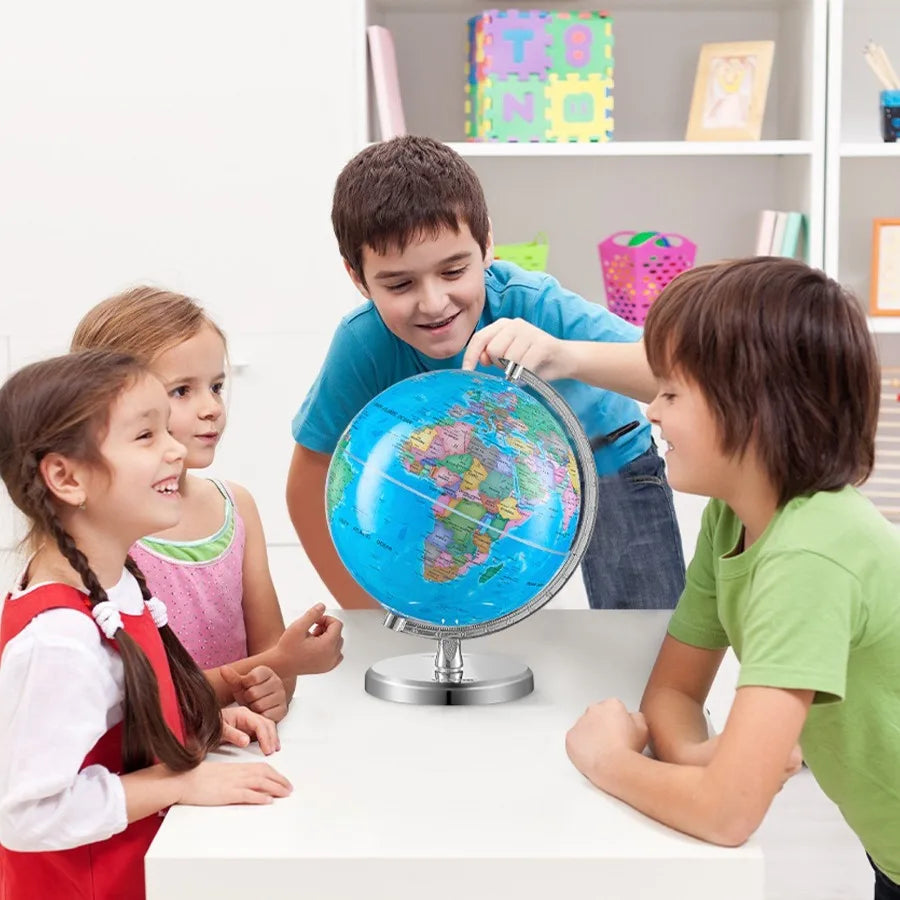 Rotating World Globe with Stand – 8"