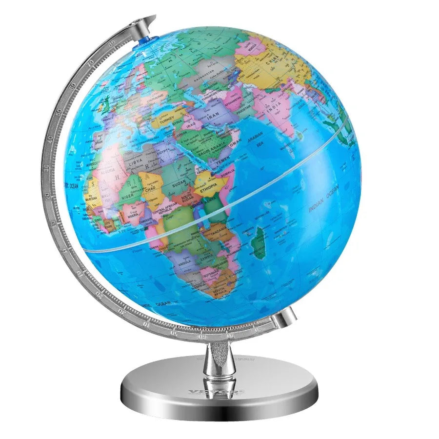 Rotating World Globe with Stand – 8"