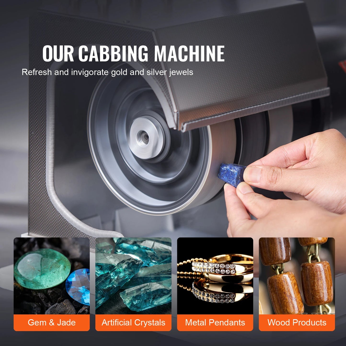 SucceBuy Cabbing Machine 6" 2HP 1800rpm Efficient Lapidary Rock Grinder Polisher With Lamp & Water Pump for Gem Jade Stone