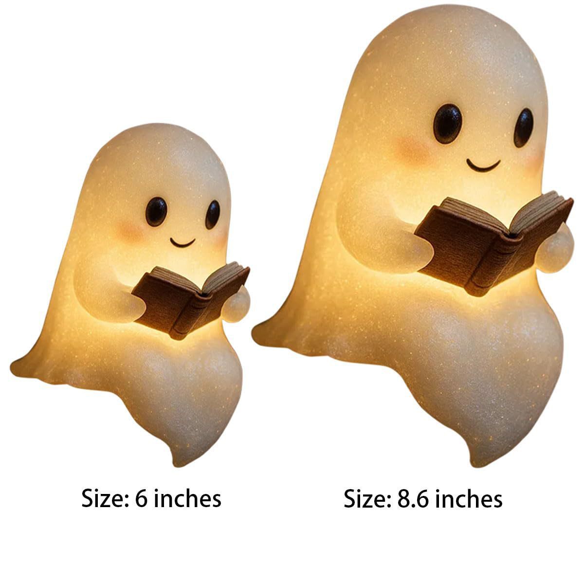 Charming LED Ghost Reading Light – Warm Ambient Glow, Stylish Halloween & Fall Décor, Battery-Powered Bedside Lamp