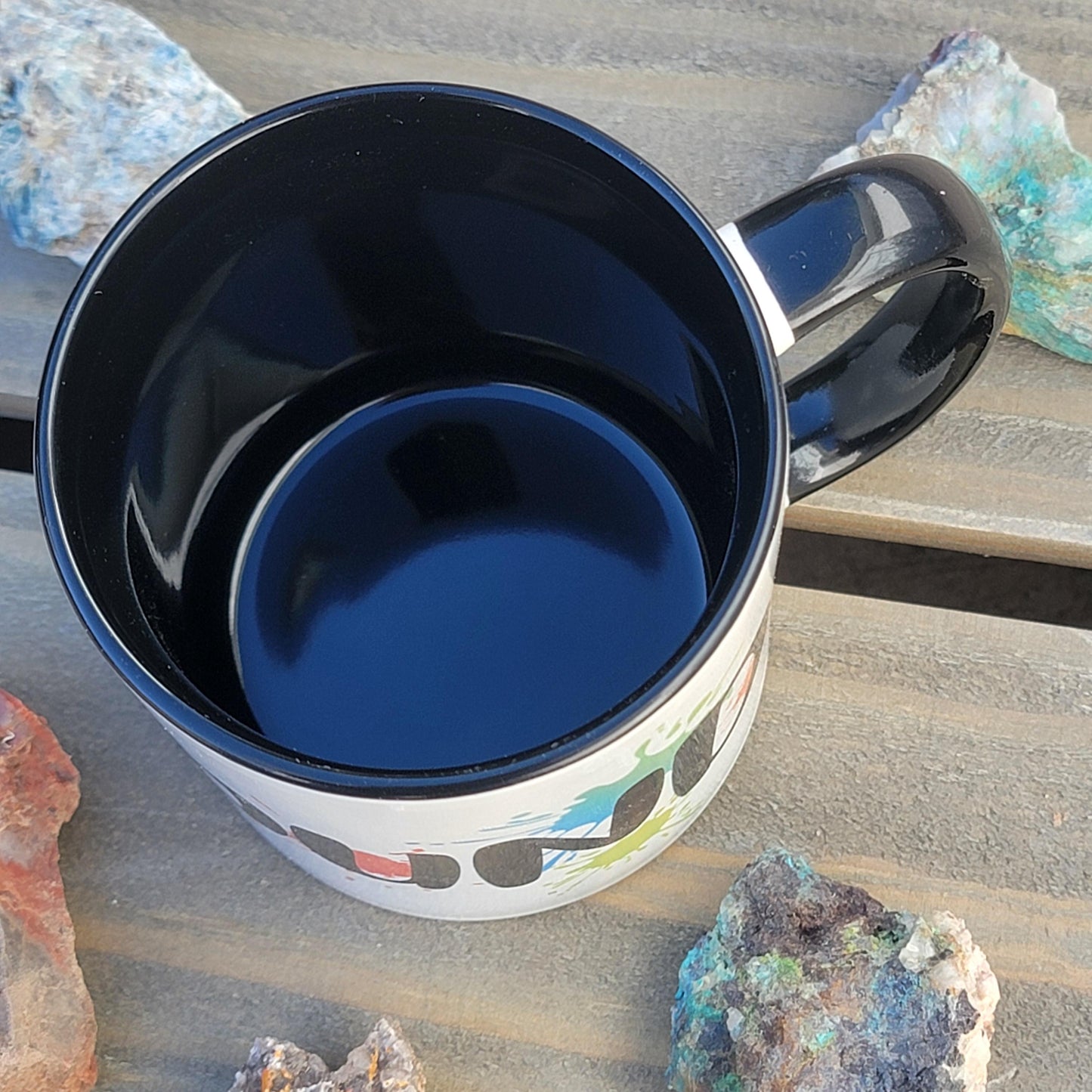 Rockhound Coffee Mug, Colorful Gift for Geologists, Rock Collectors, and Miners, 11 oz, White with Black Inside