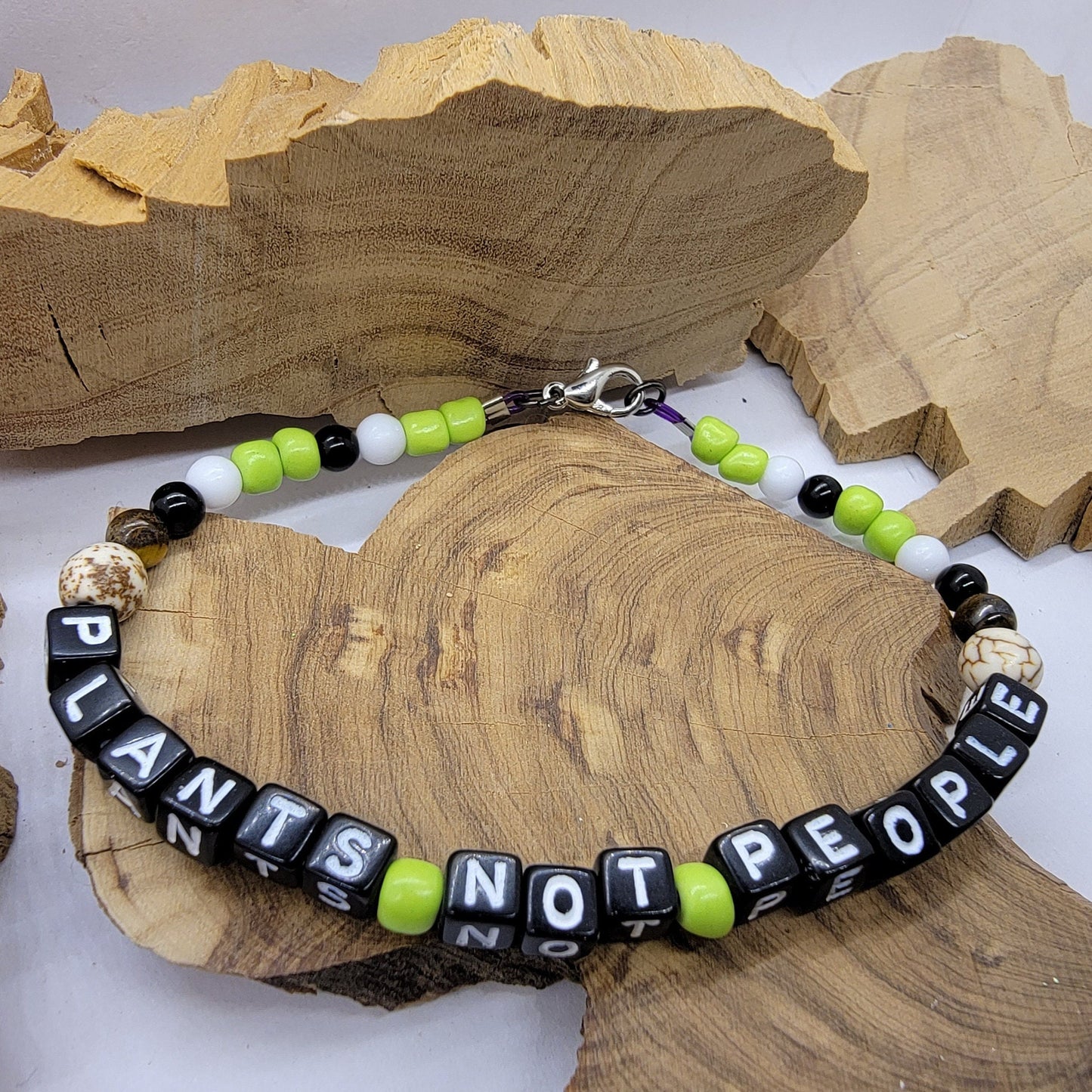 Plants Not People Bead Bracelet | Cute Funny Jewelry for Plant Lover or Gardener