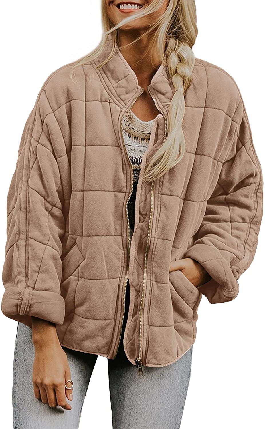 Adventure-Ready Jacket Fall Winter Zip-up Coat With Pockets Fashion Solid Color Long Sleeved Jacket Women's Clothing