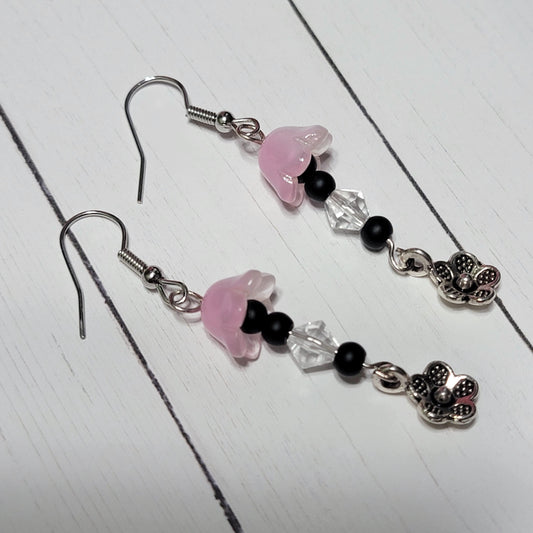 Cute Dangly Flower Earrings, Handmade Nature Themed Beaded Jewelry for Spring