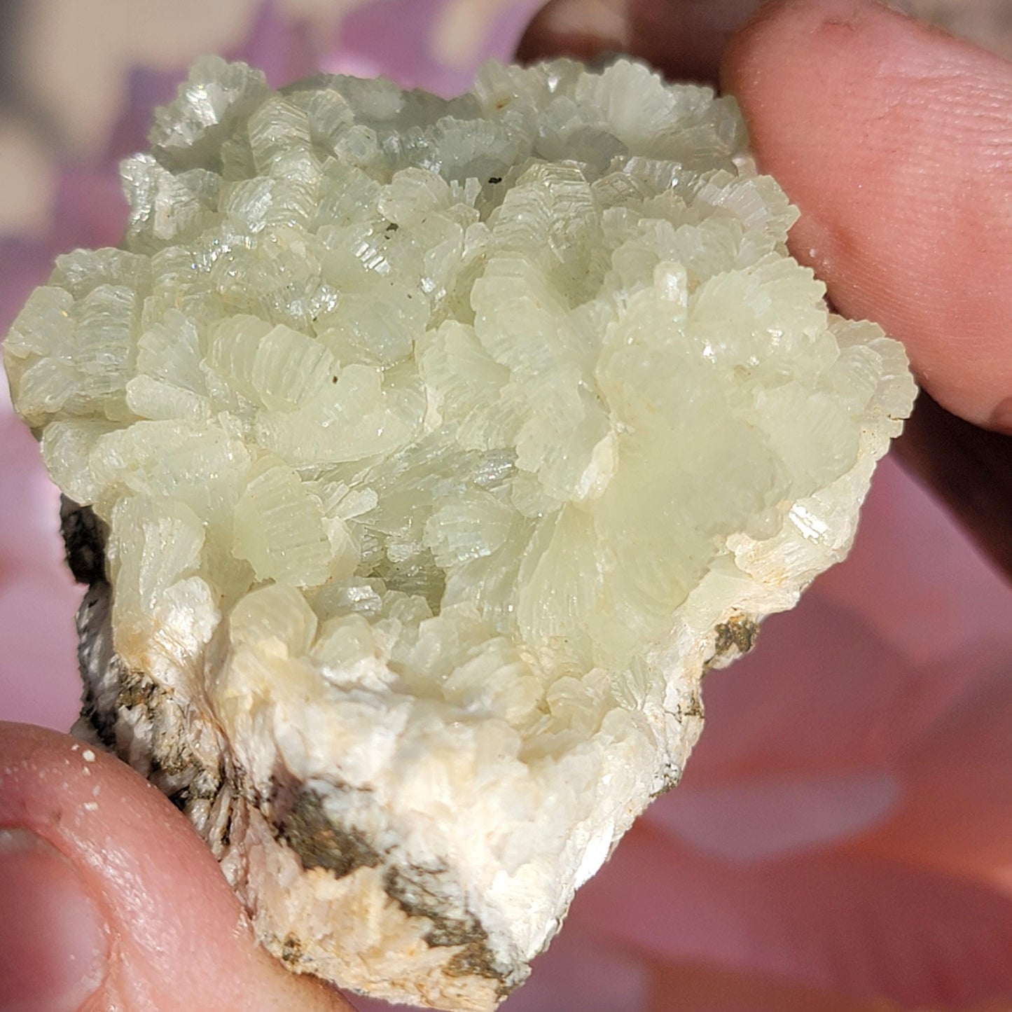 Morocco Prehnite Rock Specimen | Light Green Crystals | Natural Mineral from Boulemane, Imilchil Region | Rough Stone | 52.92g
