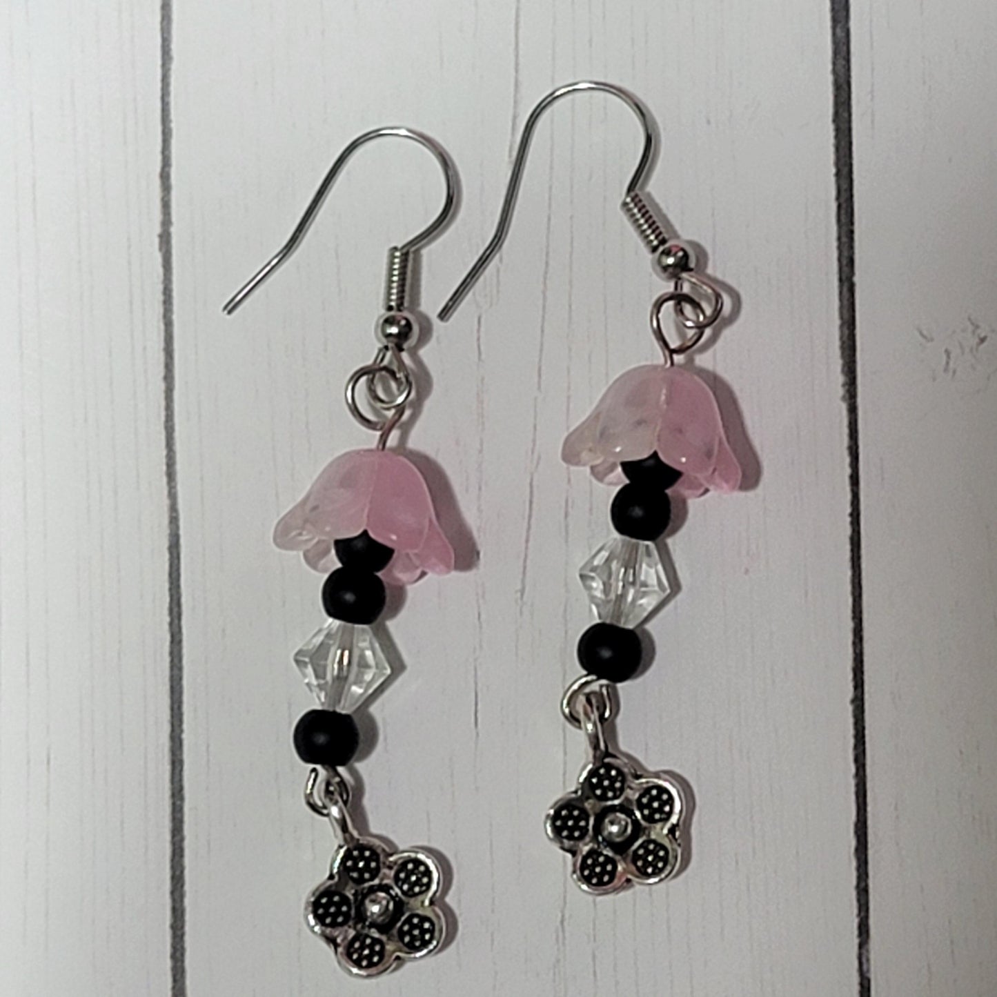 Cute Dangly Flower Earrings, Handmade Nature Themed Beaded Jewelry for Spring