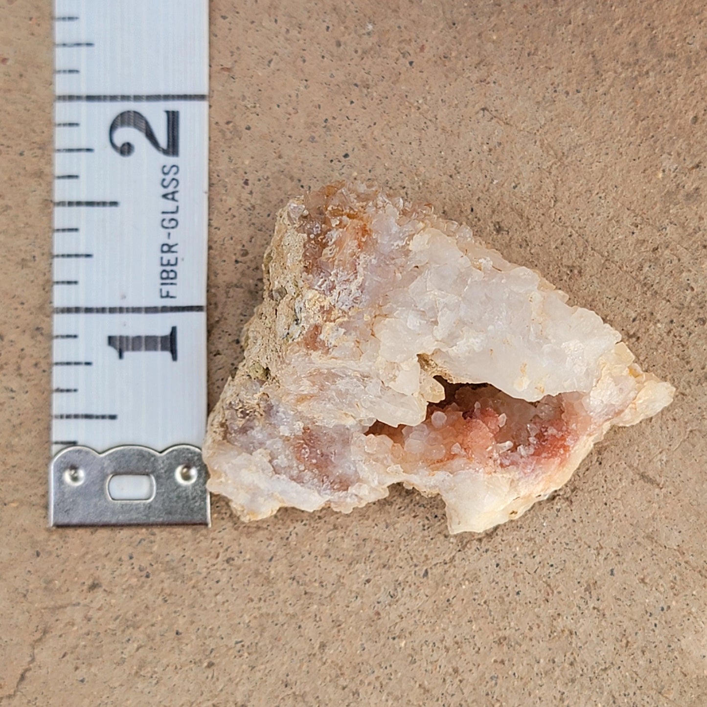 Natural Quartz Geode with Beautiful Crystal Points & Hole | Mule Mountains, California | Pink and White Raw Stone, Display Mineral Specimen
