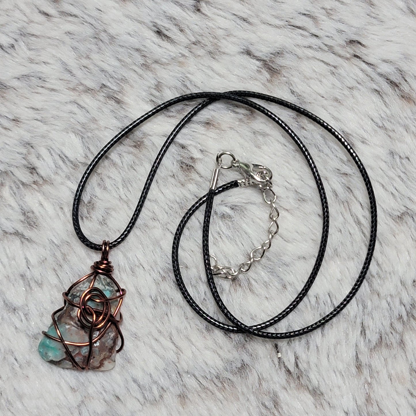 Chrysocolla Rock Necklace | Wire Wrapped Copper Ore Pendant | Handmade Arizona Jewelry