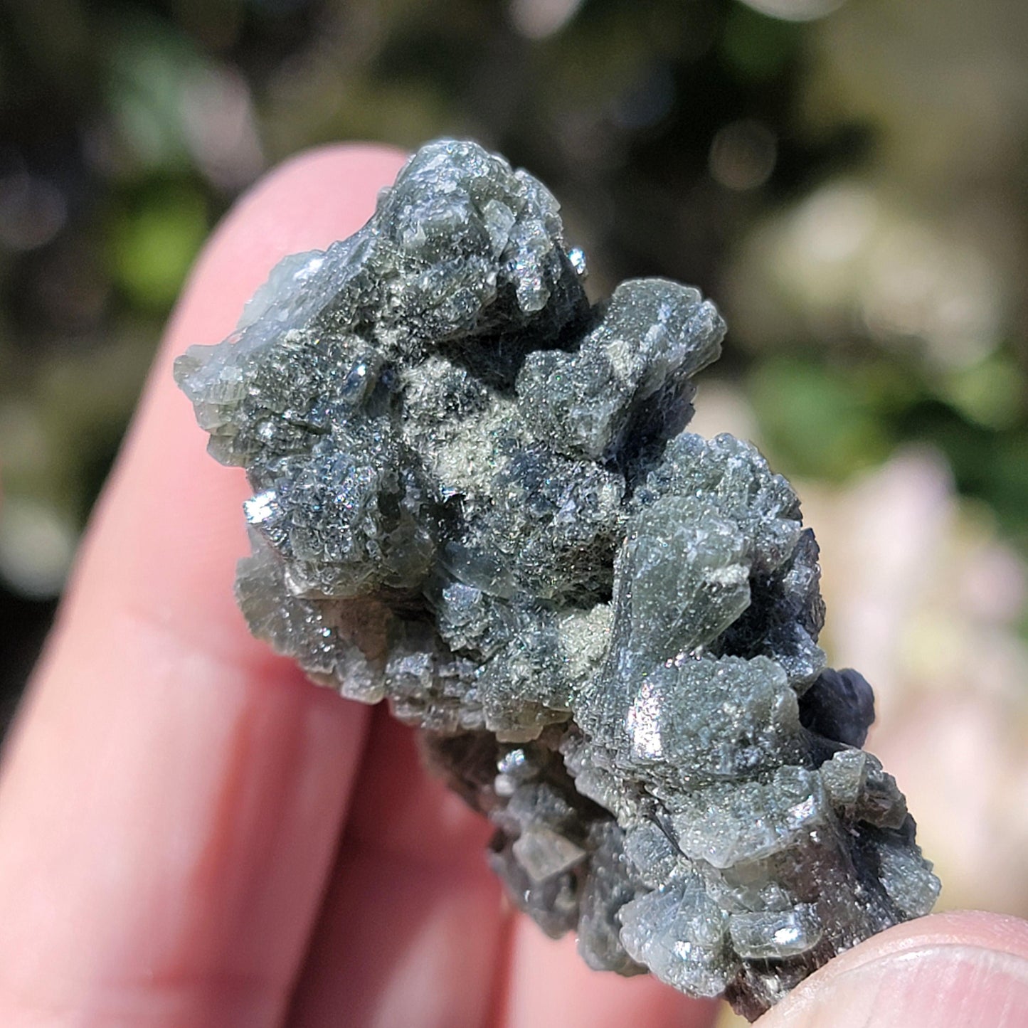 Rough Prehnite Rock Specimen from Boulemane, Imilchil, Morocco, 26.15g, Beautiful Dark and Light Green Bowtie Shaped Crystals