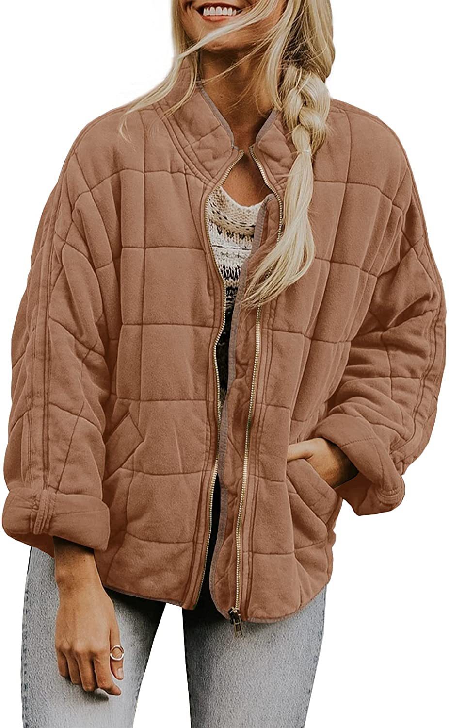 Adventure-Ready Jacket Fall Winter Zip-up Coat With Pockets Fashion Solid Color Long Sleeved Jacket Women's Clothing