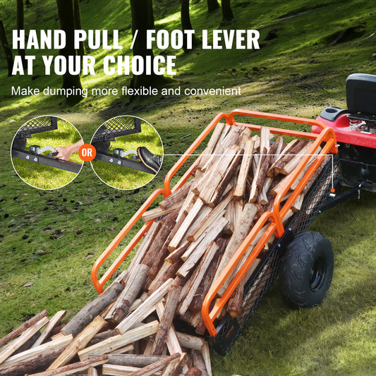 Heavy-Duty Steel ATV Dump Trailer 1500 lb Capacity, 15 Cu. Ft. Rockhounding & Mining Hauler with Removable Sides