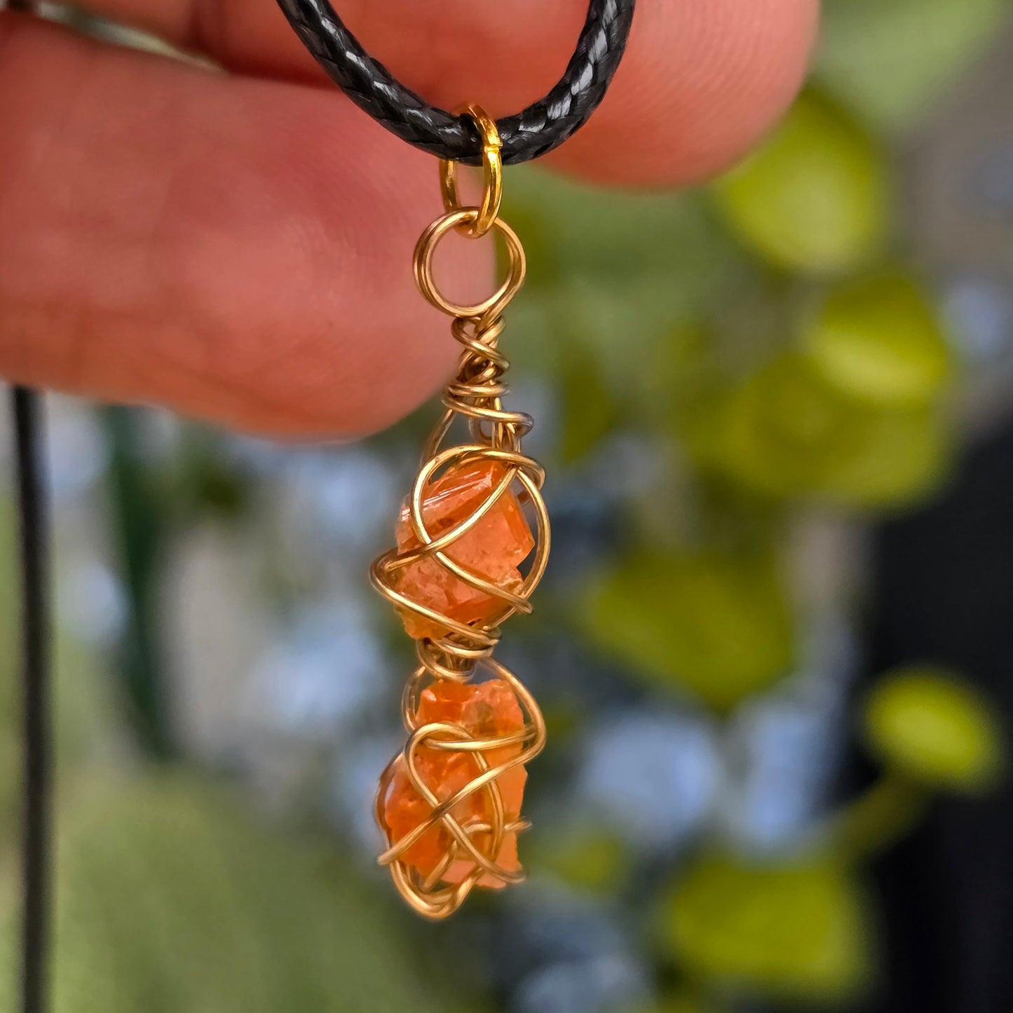 Raw Wire Wrapped Wulfenite Crystal Piece Necklace | Wire Rock Pendant | Geology Gift