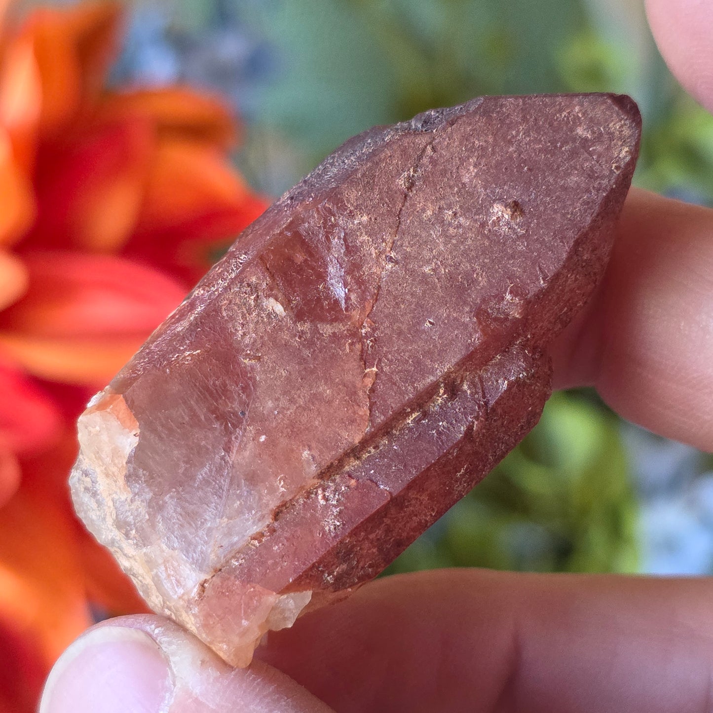 Pointed Red Quartz Crystal Specimen from Morocco | Rough Mineral Sample | 29.37 grams