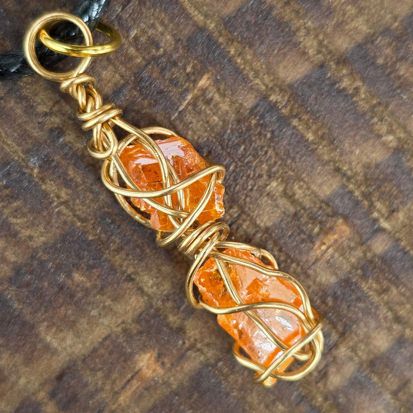 Raw Wire Wrapped Wulfenite Crystal Piece Necklace | Wire Rock Pendant | Geology Gift