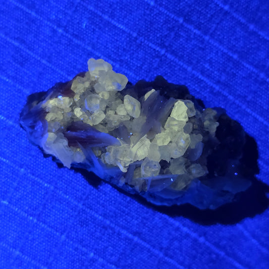Gorgeous Cerussite Rock Specimen | with Galena and Barite | UV Reactive Glowing Mineral | Natural Raw Stone