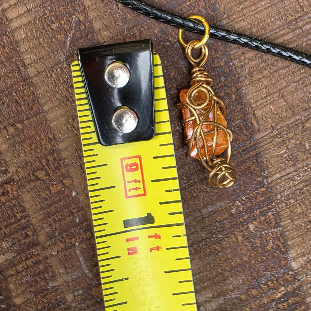 Handcrafted Wulfenite Crystal Necklace Natural Orange Stone Wire Wrapped Pendant