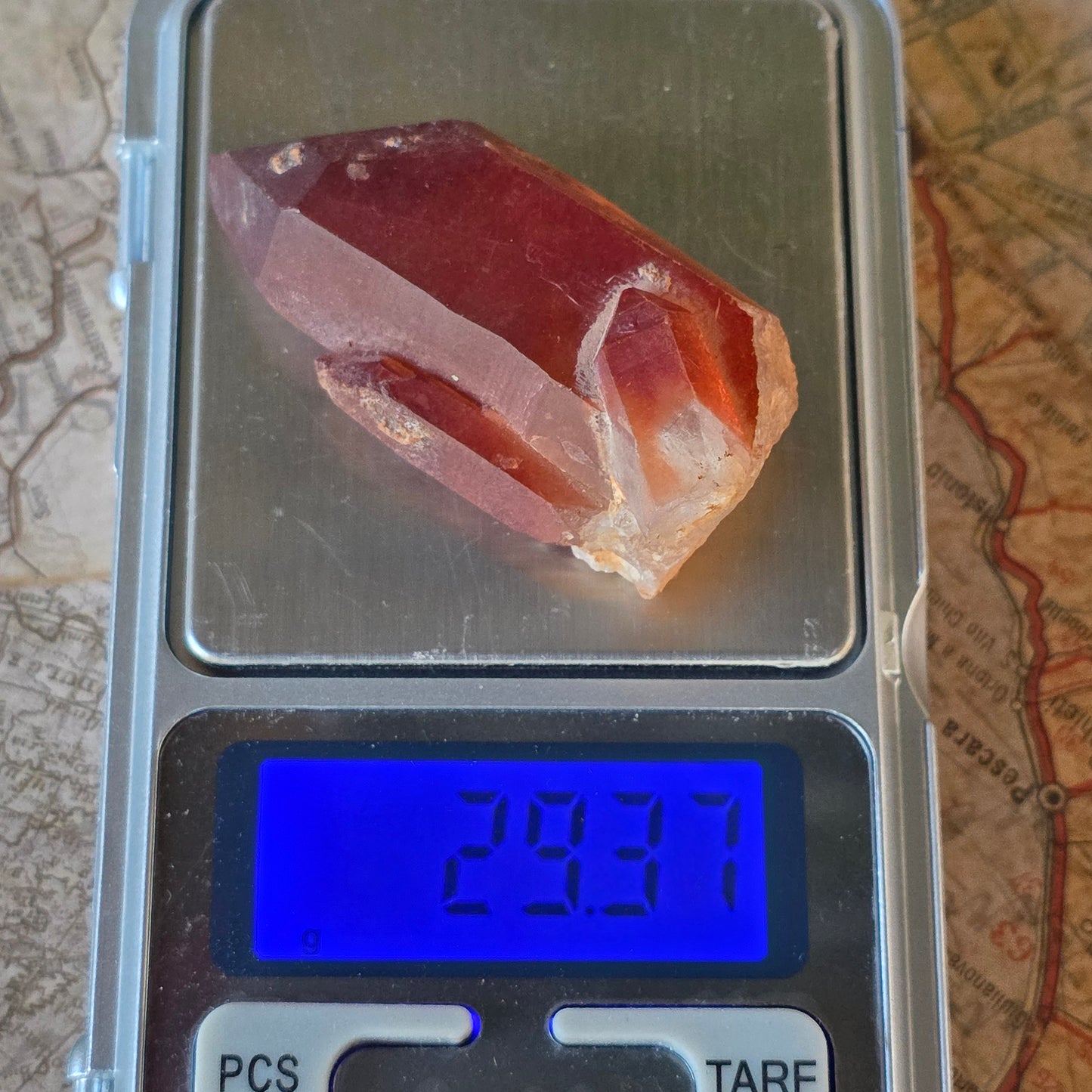 Pointed Red Quartz Crystal Specimen from Morocco | Rough Mineral Sample | 29.37 grams
