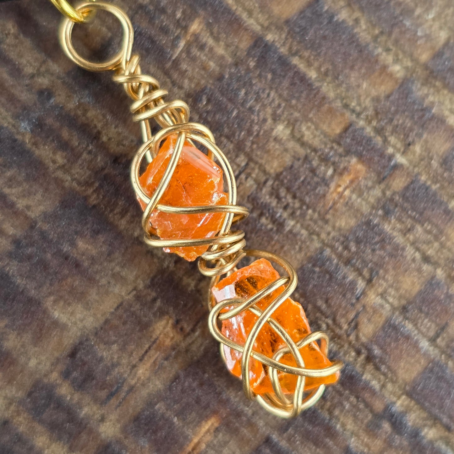 Raw Wire Wrapped Wulfenite Crystal Piece Necklace | Wire Rock Pendant | Geology Gift