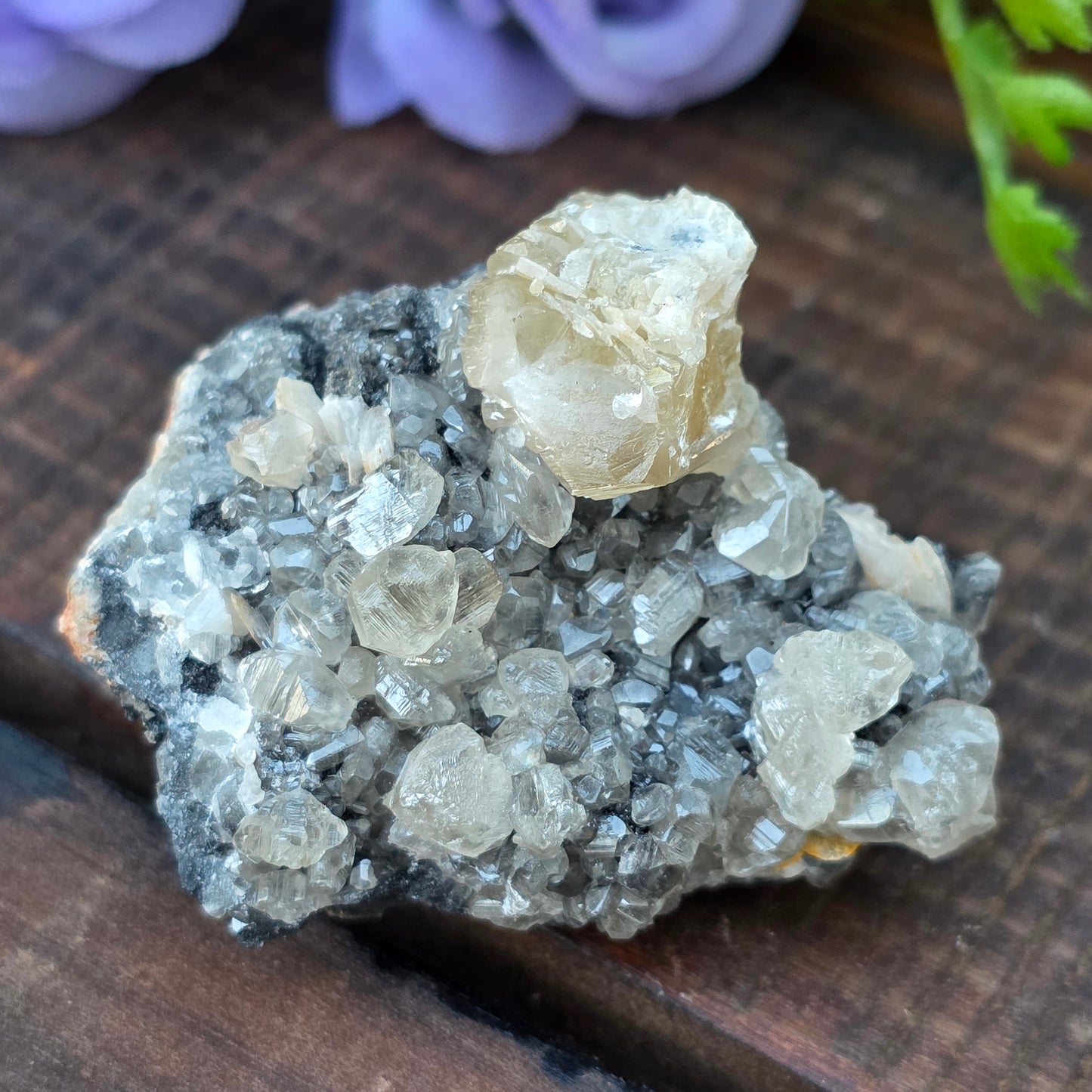 Phenomenal Cerussite Rock Specimen | with Galena and Barite | UV Reactive Glowing Mineral | Natural Raw Stone | 72 g