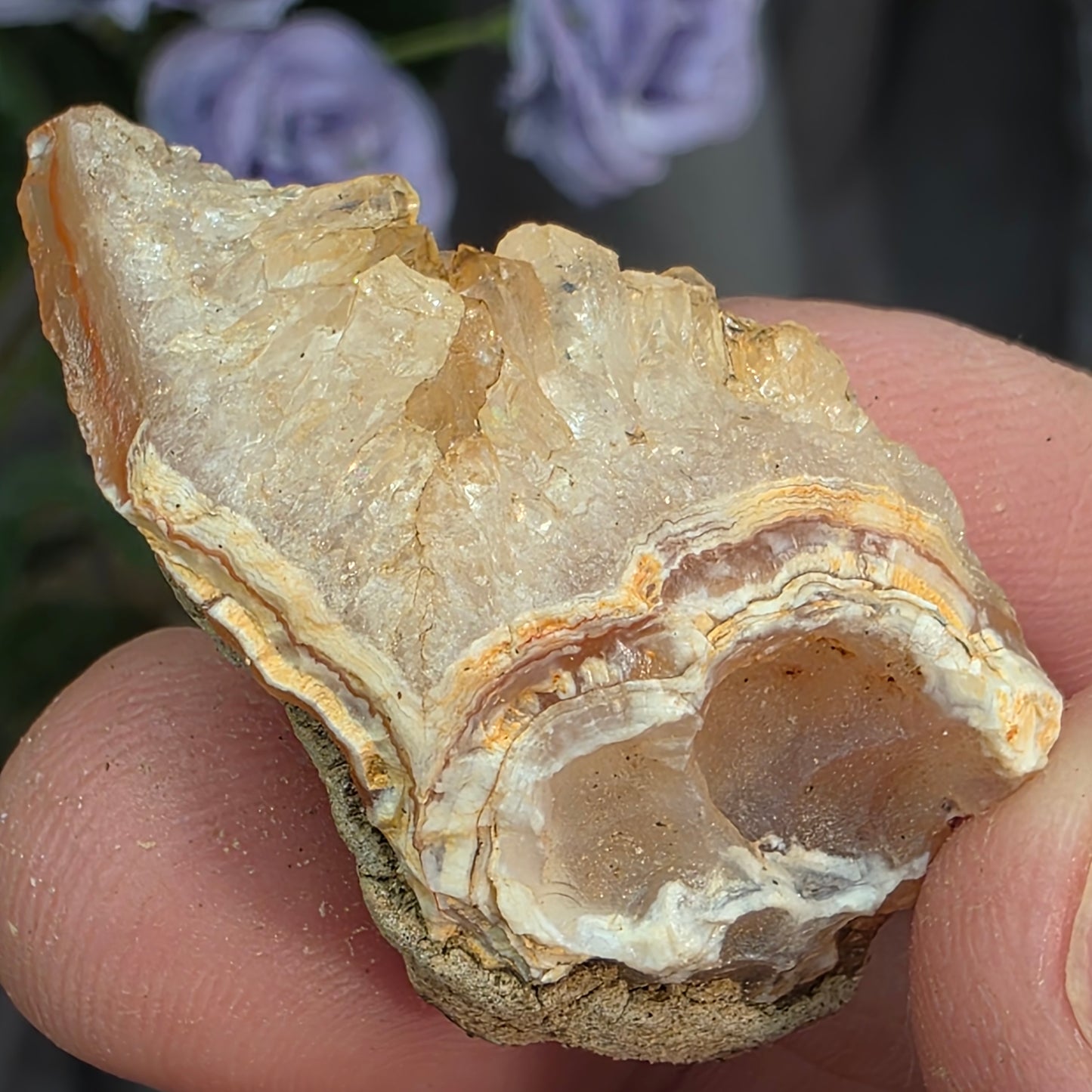 Agate with Quartz Crystal Specimen: Natural Mule Mountains, California Desert Rock (12.90 grams)